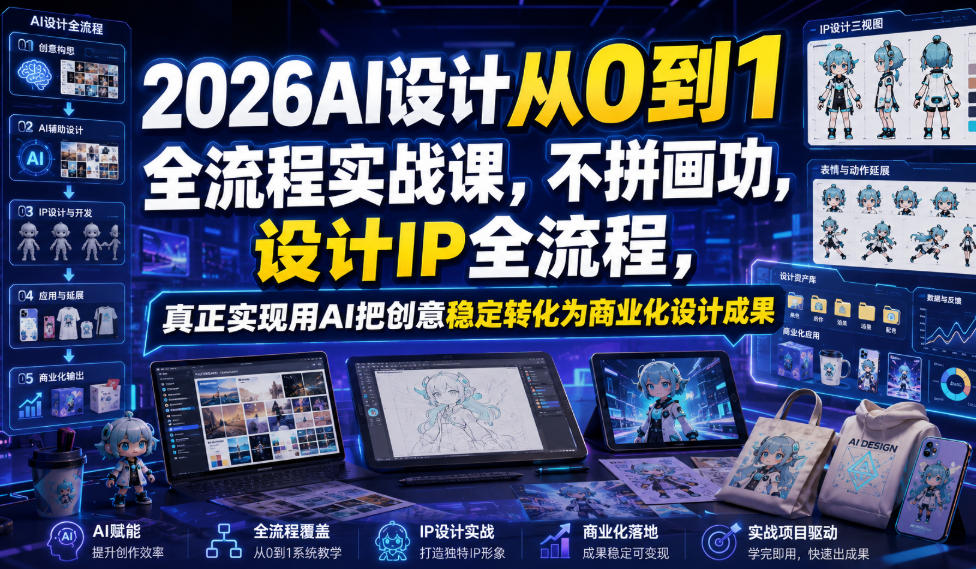 2026AI设计从0到1全流程实战课，不拼画功，设计IP全流程，真正实现用AI把创意稳定转化为商业化设计成果云辞狐 ∞ 稳定更新轻创终点站