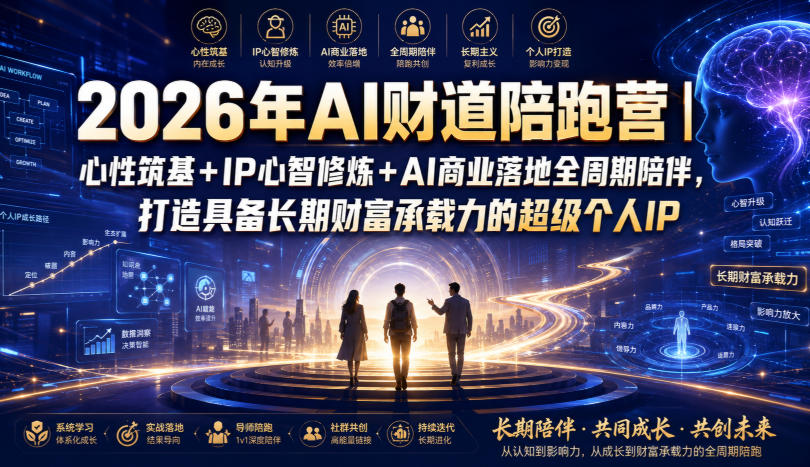 2026年AI财道陪跑营｜心性筑基+IP心智修炼+AI商业落地全周期陪伴，打造具备长期财富承载力的超级个人IP云辞狐 ∞ 稳定更新轻创终点站