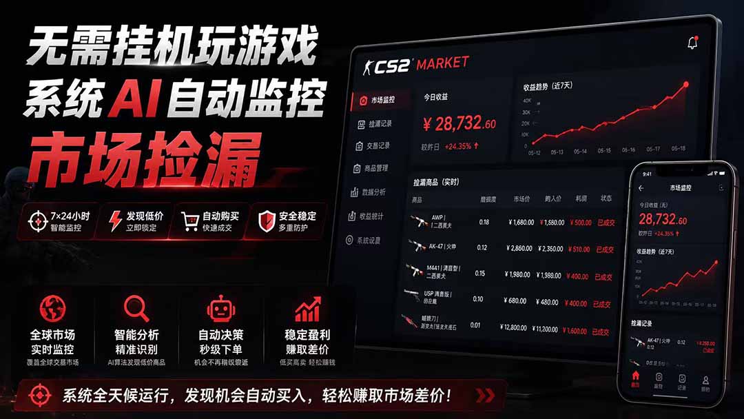 系统AI自动监控市场捡漏，不用玩游戏|只需要一部手机|支持任何形式数据验证云辞狐 ∞ 稳定更新轻创终点站