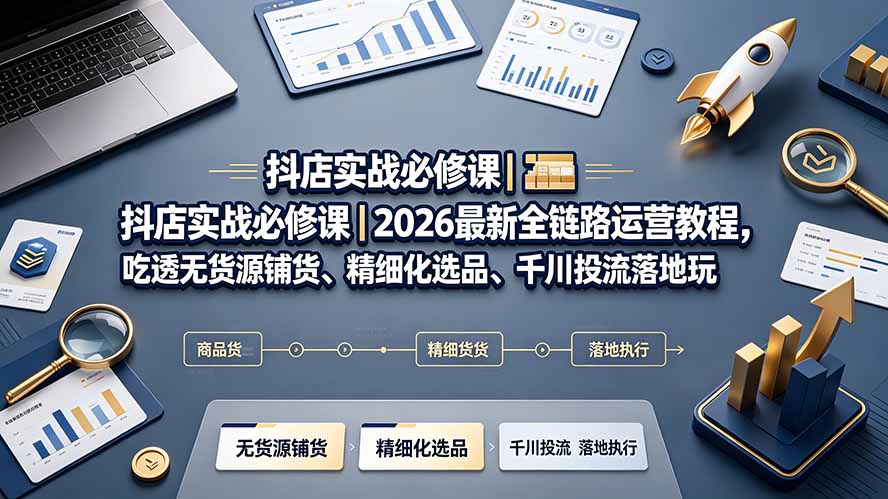 抖店实战必修课｜2026最新全链路运营教程，吃透无货源铺货、精细化选品、千川投流落地玩法云辞狐 ∞ 稳定更新轻创终点站