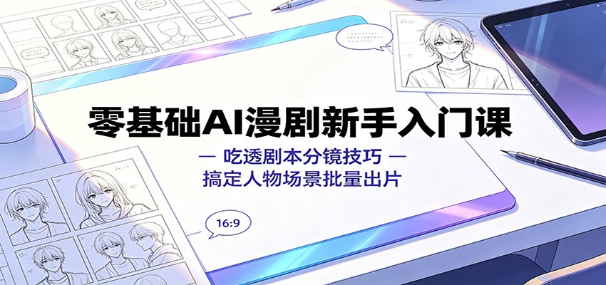 零基础AI漫剧新手入门课：吃透剧本分镜技巧，搞定人物场景批量出片云辞狐 ∞ 稳定更新轻创终点站