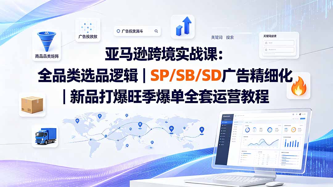 亚马逊跨境实战课-更新：全品类选品逻辑｜SP/SB/SD广告精细化｜新品打爆旺季爆单全套运营教程云辞狐 ∞ 稳定更新轻创终点站