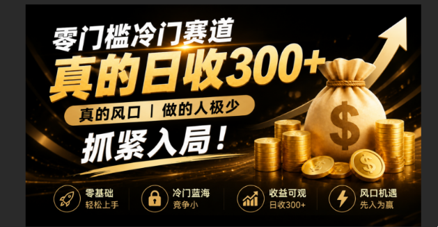 零成本冷门赛道，真的日300+真风口，做得人极少！赶紧入局，超级简单！云辞狐 ∞ 稳定更新轻创终点站