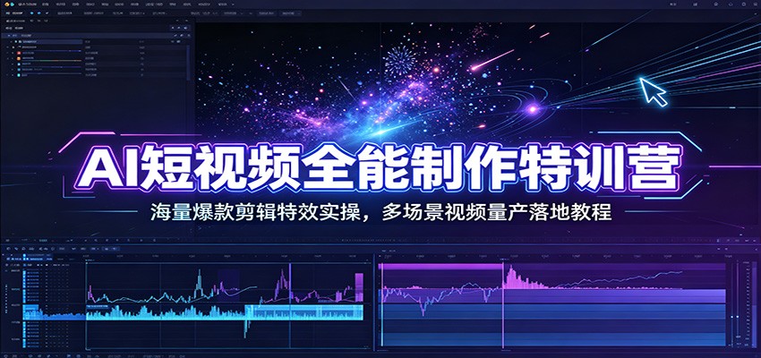 AI短视频全能制作特训营：海量爆款剪辑特效实操，多场景视频量产落地教程云辞狐 ∞ 稳定更新轻创终点站