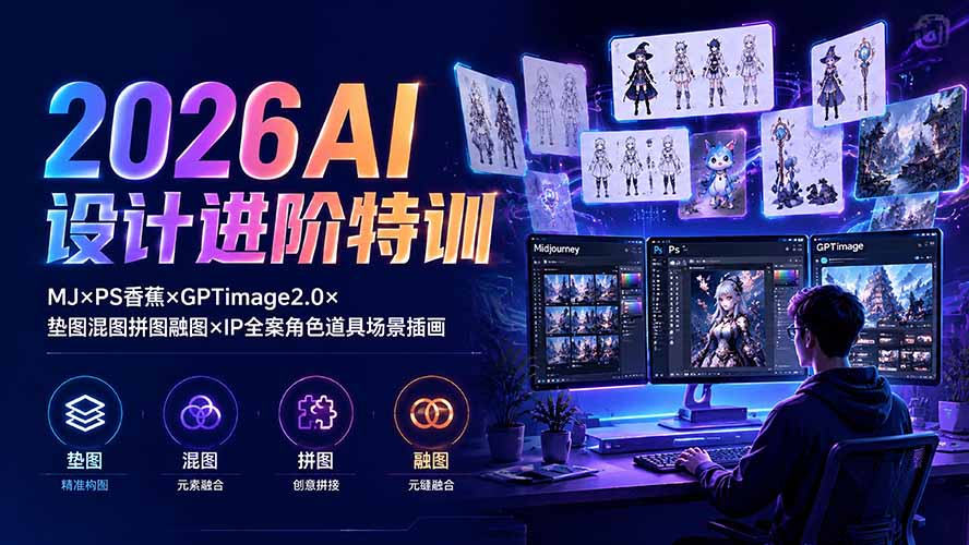 2026AI设计进阶特训：MJ×PS香蕉×GPTimage2.0×垫图混图拼图融图×IP全案角色道具场景插画云辞狐 ∞ 稳定更新轻创终点站