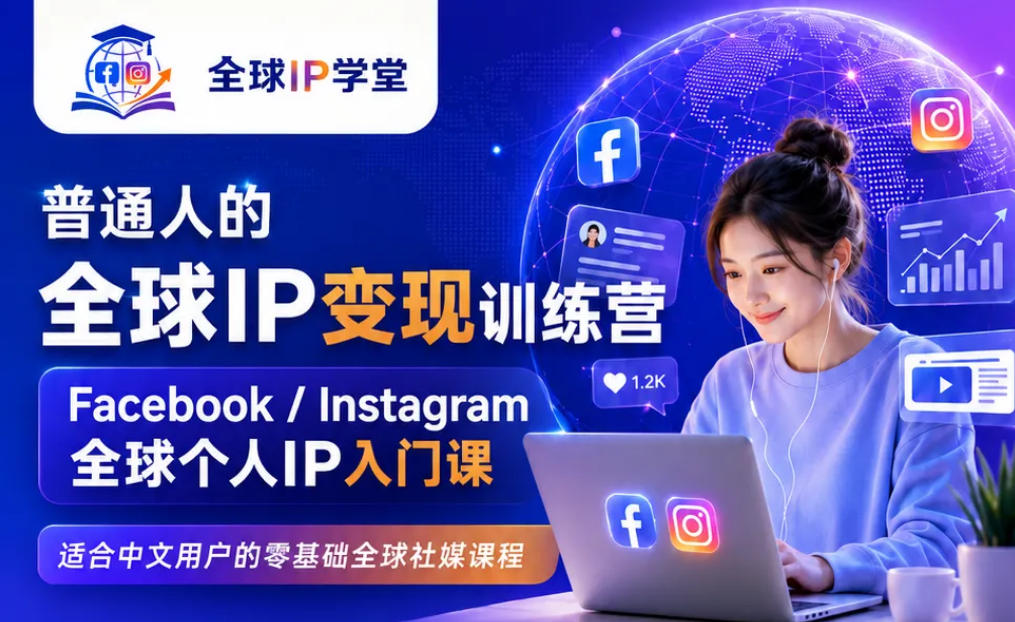 普通人的全球IP变现训练营，Facebook/Instagram全球个人IP入门课，零基础全球社媒课程云辞狐 ∞ 稳定更新轻创终点站