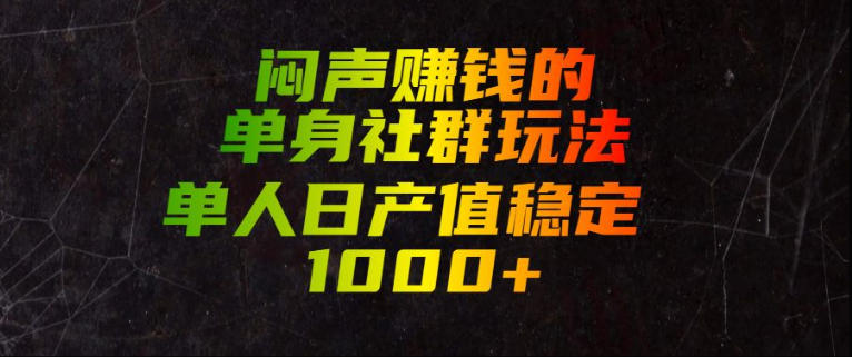 闷声賺钱的单身社群玩法，单人日产值稳定1000+【揭秘】云辞狐 ∞ 稳定更新轻创终点站