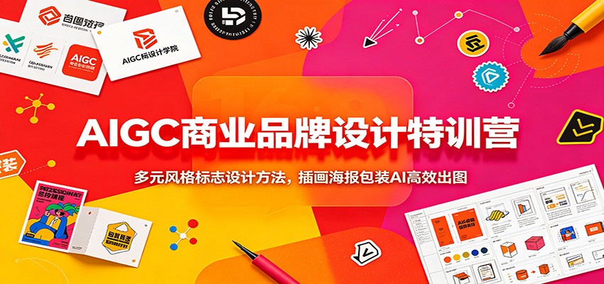 AIGC商业品牌设计特训营：多元风格标志设计方法，插画海报包装AI高效出图云辞狐 ∞ 稳定更新轻创终点站