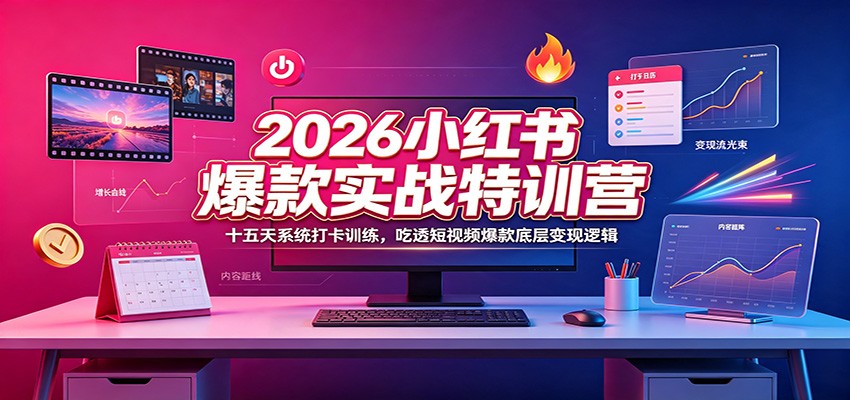 2026小红书爆款实战特训营：十五天系统打卡训练，吃透短视频爆款底层变现逻辑云辞狐 ∞ 稳定更新轻创终点站