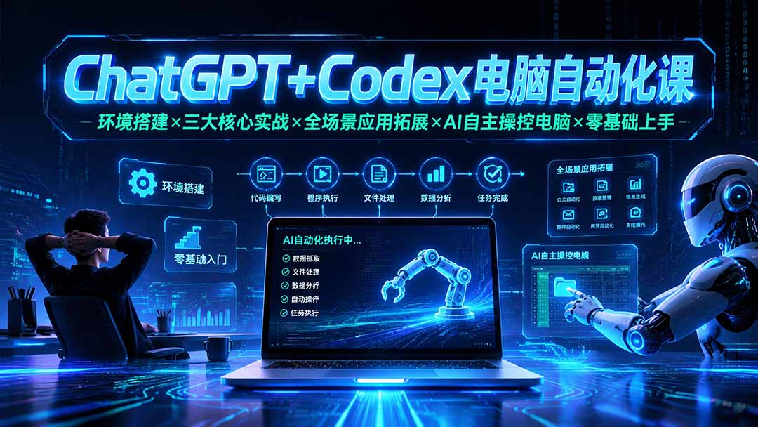 ChatGPT+Codex电脑自动化课：环境搭建×三大核心实战×全场景应用拓展×AI自主操控电脑×零基础上手云辞狐 ∞ 稳定更新轻创终点站