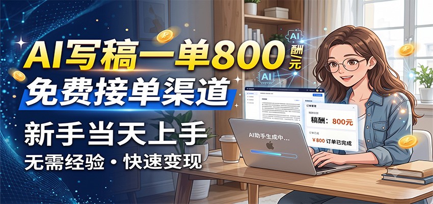 AI写稿一单800，免费接单渠道，一单一结几十到上千，新手当天上手云辞狐 ∞ 稳定更新轻创终点站