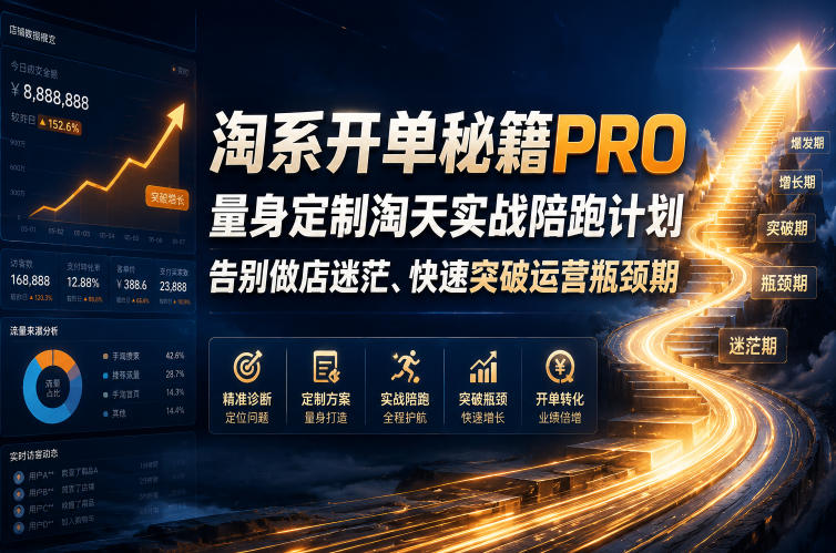 淘系开单秘籍PRO,量身定制淘天实战陪跑计划,告别做店迷茫、快速突破运营瓶颈期(更新260823)-橙心云网创