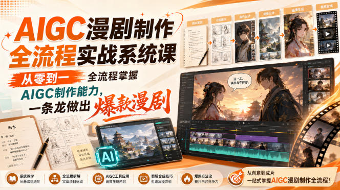 AIGC漫剧制作全流程实战系统课,从零到一全流程掌握AIGC制作能力,一条龙做出爆款漫剧-橙心云网创