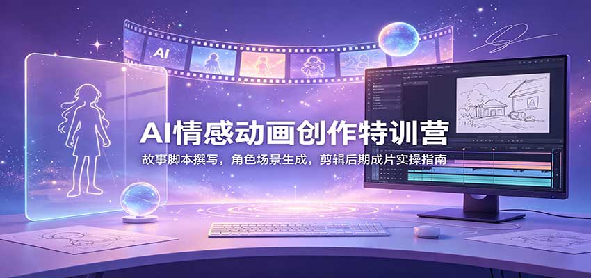 AI情感动画创作特训营:故事脚本撰写,角色场景生成,剪辑后期成片实操指南-橙心云网创