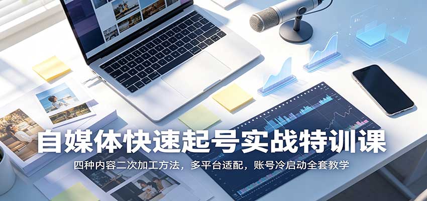 自媒体快速起号实战特训课:四种内容二次加工方法,多平台适配,账号冷启动全套教学-橙心云网创