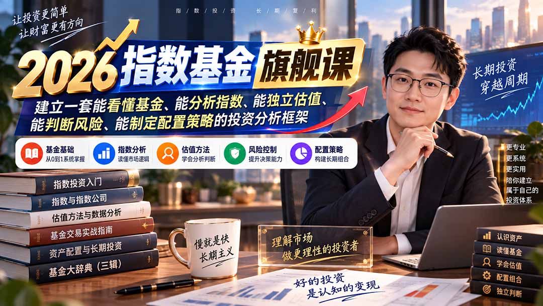 2026指数基金旗舰课|建立一套能看懂基金、能分析指数、能独立估值、能判断风险、能制定配置策略的投资分析框架-橙心云网创