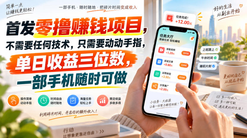 首发零撸賺钱项目,不需要任何技术,只需要动动手指,单日收益三位数,一部手机随时可做【揭秘】-橙心云网创
