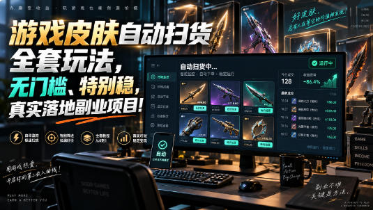 游戏皮肤自动扫货全套玩法，无门槛、特别稳，真实落地副业项目！【揭秘】-橙心云网创