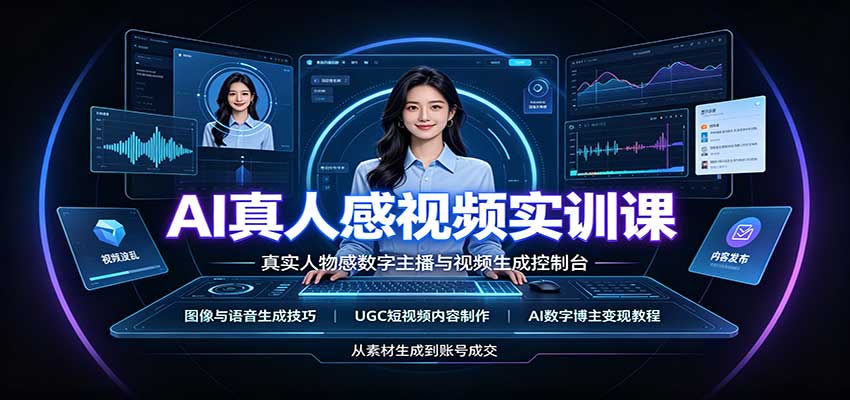 AI真人感视频实训课：图像语音生成，UGC内容制作，AI数字博主变现教程-橙心云网创