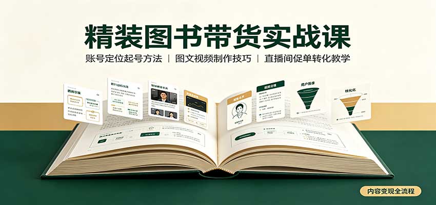 精装图书带货实战课：账号定位起号方法，图文视频制作，促单转化教学-橙心云网创