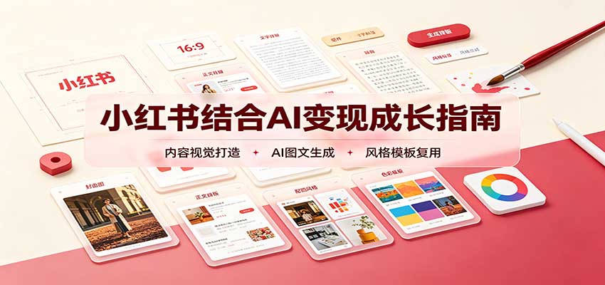 小红书结合AI变现成长指南：账号精准定位，内容视觉打造，搭建可复制流量获客体系-橙心云网创