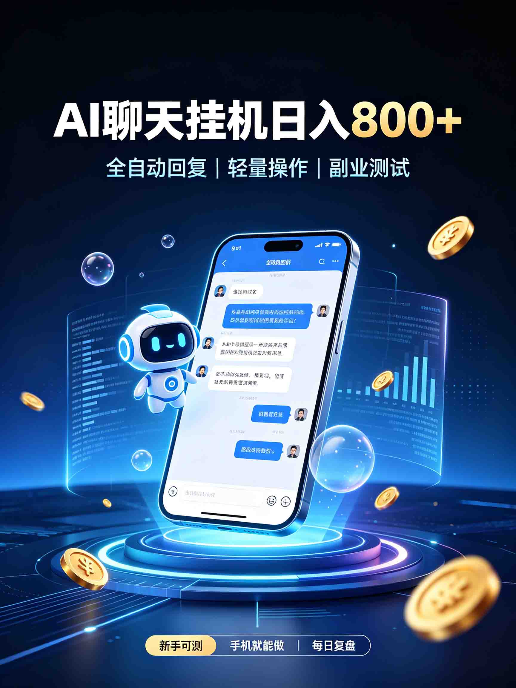 AI聊天挂机,日入800+,适用个人副业,工作室矩阵操作-橙心云网创