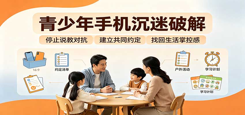 青少年手机沉迷破解:跳出管控说教思维,六步法引导孩子夺回注意力掌控权-橙心云网创