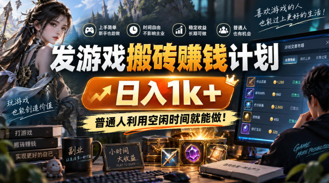 发游戏搬砖賺钱计划,日入1k+,普通人利用空闲时间就能做!【揭秘】-橙心云网创