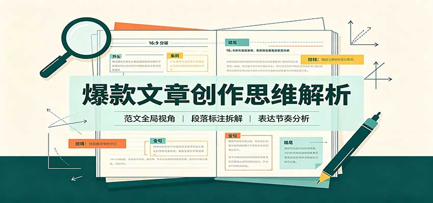 爆款文章创作思维解析:全局视角拆解范文,梳理行文逻辑,搭配真实拆文实操案例-橙心云网创