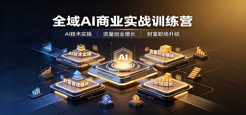全域AI商业实战训练营:涵盖AI技术实操、流量创业、财富管理与职场成长全体系内容-橙心云网创
