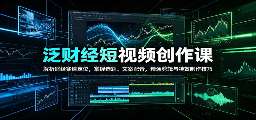 泛财经短视频创作课:解析财经赛道定位,掌握选题、文案配音,精通剪辑与特效制作技巧-橙心云网创