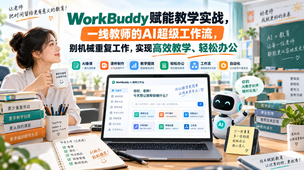 WorkBuddy赋能教学实战,一线教师的AI超级工作流,别机械重复工作,实现高效教学、轻松办公-橙心云网创