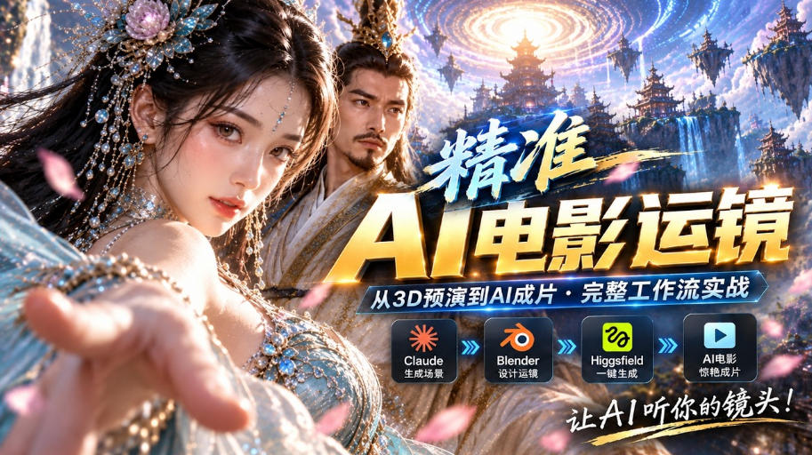 AI视频终于能精准运镜了!Claude+Blender+Higgsfield免费插件实测-橙心云网创