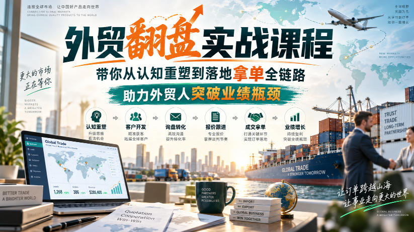 外贸翻盘实战课程，带你从认知重塑到落地拿单全链路，助力外贸人突破业绩瓶颈-橙心云网创