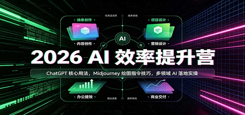 2026 AI效率提升营:ChatGPT核心用法,Midjourney绘图指令技巧,多领域AI落地实操-橙心云网创
