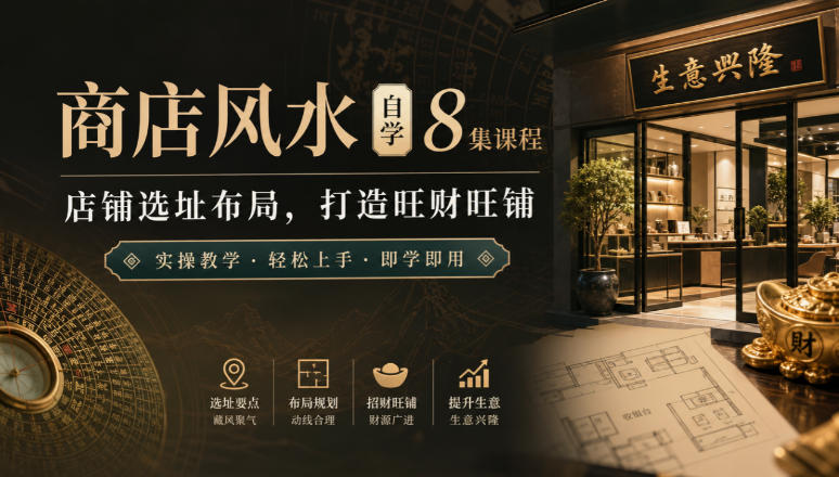 商店风水自学8集课程｜店铺选址布局，打造旺财旺铺实操教学-橙心云网创
