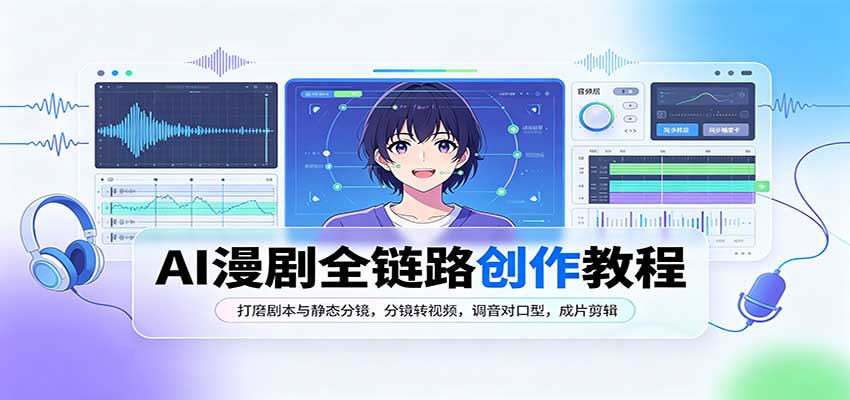 AI漫剧全链路创作教程：打磨剧本与静态分镜，分镜转视频，调音对口型，成片剪辑-橙心云网创