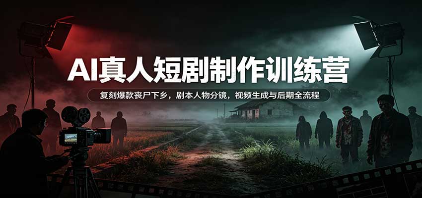AI真人短剧制作训练营:复刻爆款丧尸下乡,剧本人物分镜,视频生成与后期全流程-橙心云网创