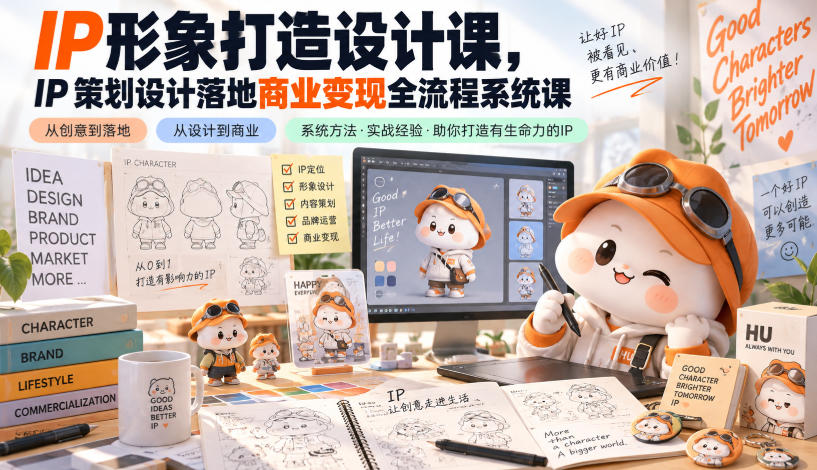 IP形象打造设计课，IP策划设计落地商业变现全流程系统课-橙心云网创