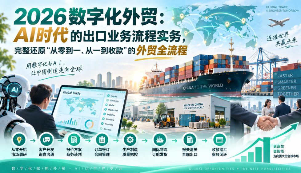 2026数字化外贸：AI时代的出口业务流程实务，完整还原”从零到一、从一到收款”的外贸全流程-橙心云网创