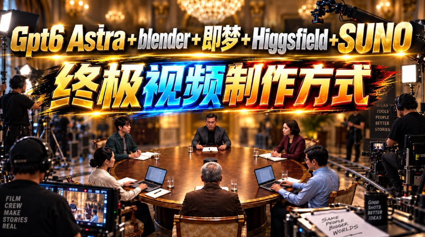 GPT-6 Astra+Blender+即梦+Higgsfield+Suno=终极视频制作方式！-橙心云网创