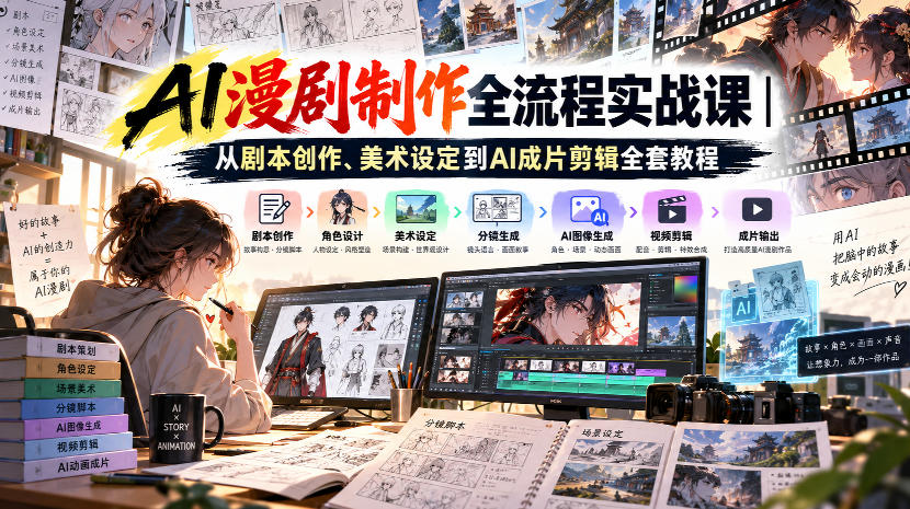 AI漫剧制作全流程实战课|从剧本创作、美术设定到AI成片剪辑全套教程-橙心云网创