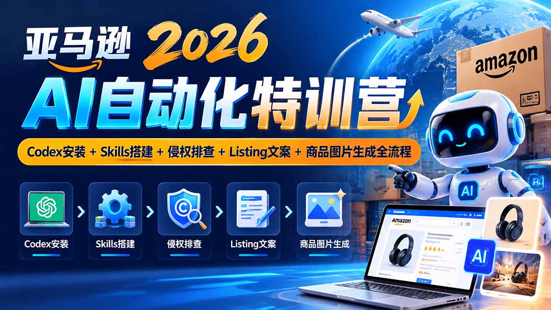 亚马逊2026AI自动化-10月特训营：Codex安装+Skills搭建+侵权排查+Listing文案+商品图片生成全流程-橙心云网创