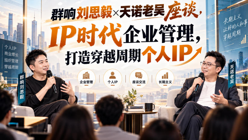 群响刘思毅×天诺老吴座谈,IP时代企业管理,打造穿越周期个人IP-橙心云网创