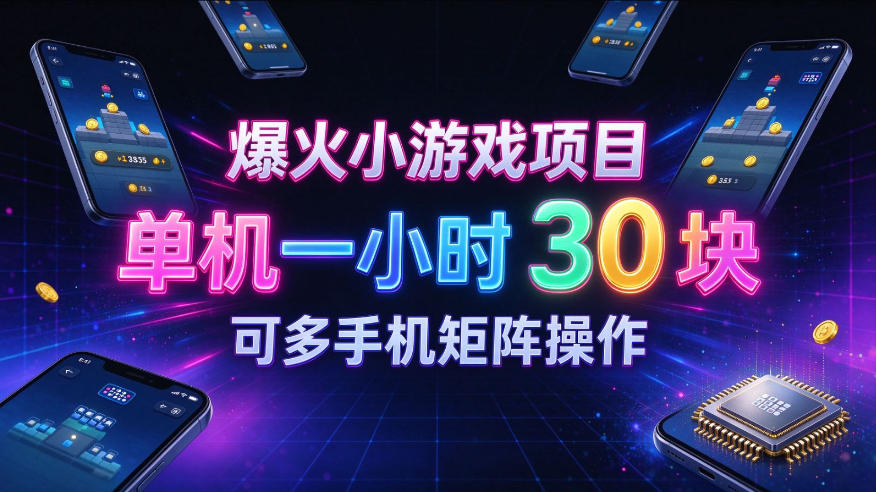 爆火小游戏撸金项目，实测单机一小时30+，可多手机矩阵操作，新手看完一遍就能上手【揭秘】-橙心云网创