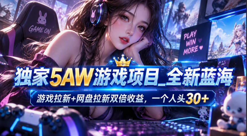 独家5AW游戏蓝海项目_游戏拉新+网盘拉新双倍收益,拉新一个30米-橙心云网创
