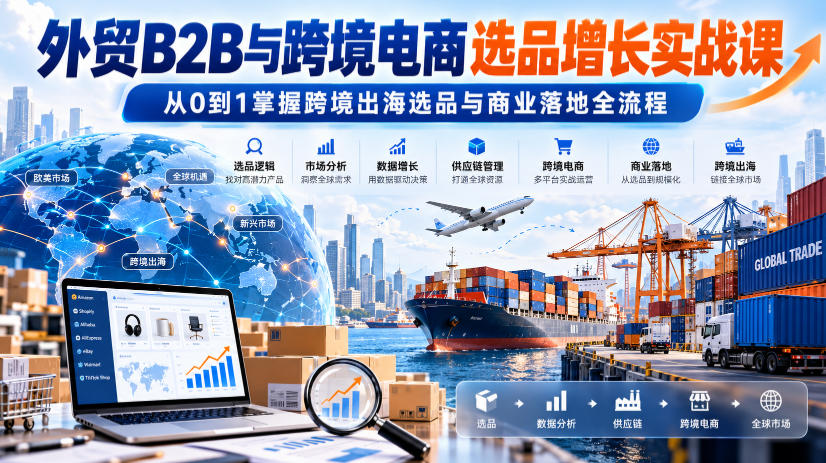 外贸B2B与跨境电商选品增长实战课,从0到1掌握跨境出海选品与商业落地全流程-橙心云网创
