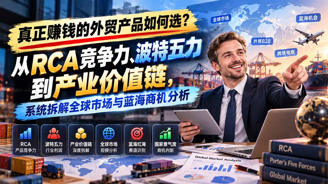 真正赚钱的外贸B2B产品如何选？从RCA竞争力、波特五力到产业价值链，系统拆解全球市场与蓝海商机分析-橙心云网创