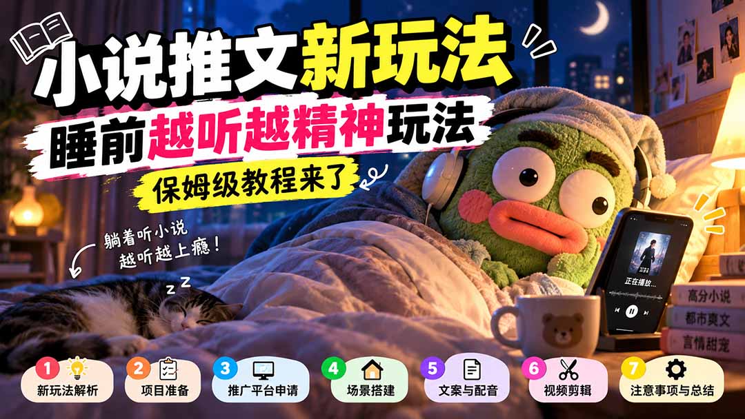 小说推文新玩法，睡前越听越精神玩法，保姆级教程来了-橙心云网创