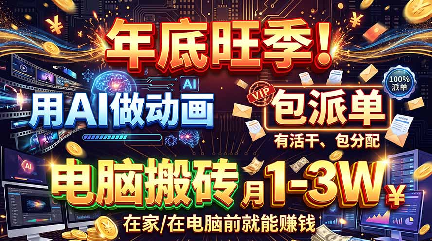 AI代做动画,旺季捡钱!一单500-1000+,提供做单渠道,新手可做!-橙心云网创